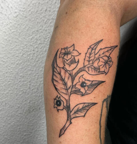 Flower Branch tattooed on someone Flower Branch tattooed on someone
