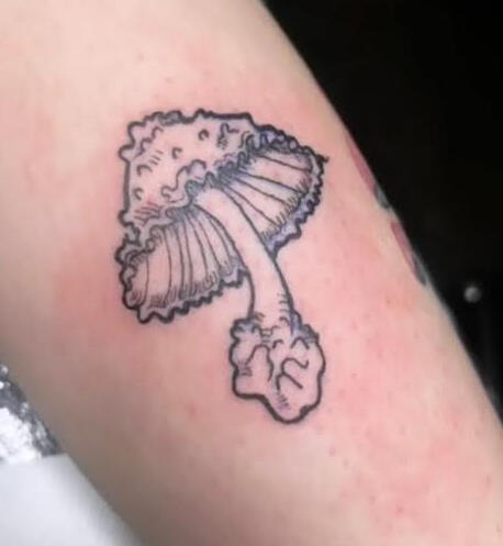 Mushroom tattooed on someone